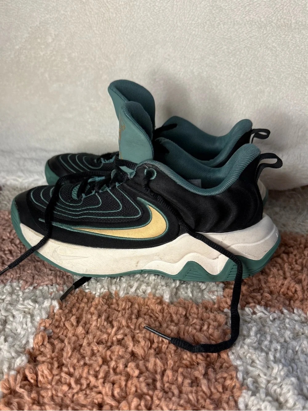 Nike Giannis Kids Black and Teal Basketball Shoes